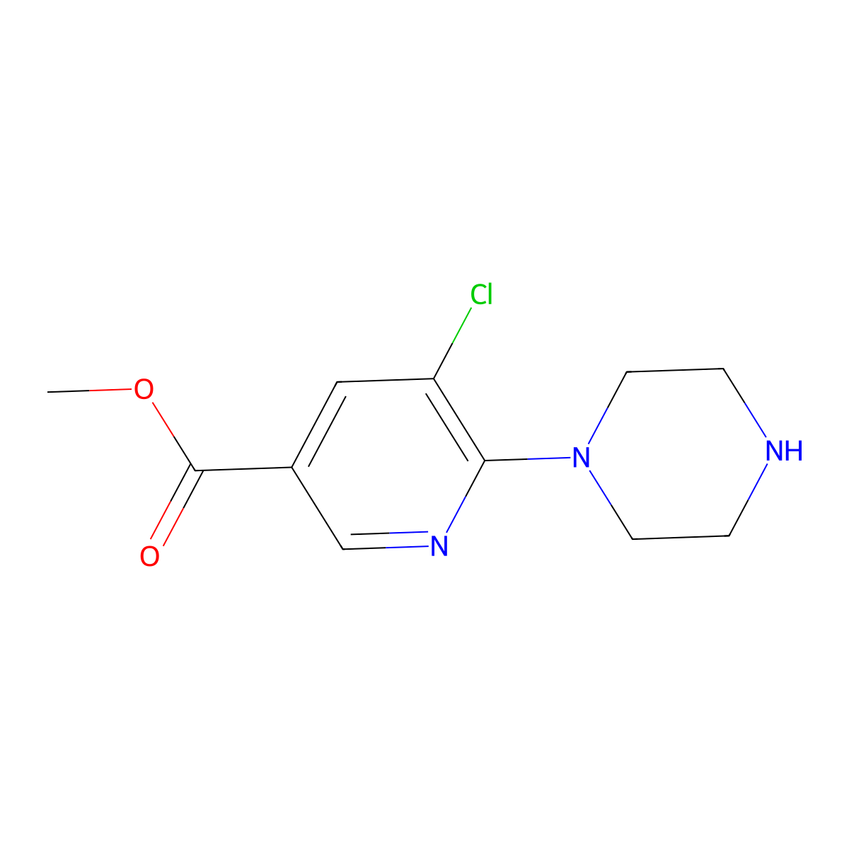 Methyl 5-chloro-6-piperazin-1-ylnicotinate molecular structure, CAS 774537-92-7