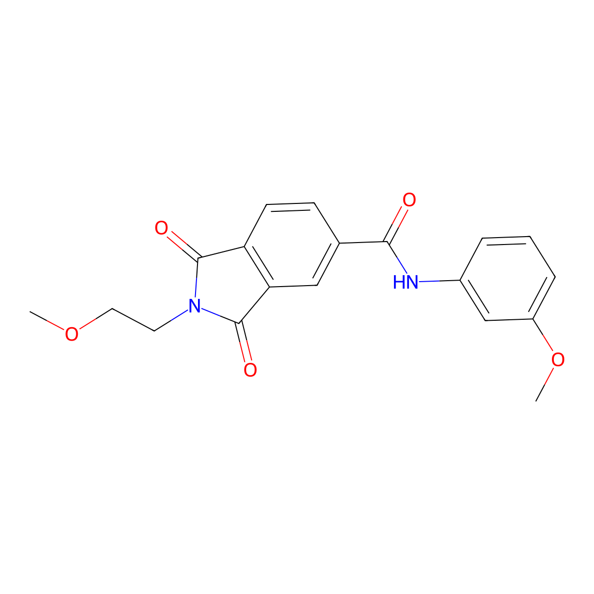 2-(2-methoxyethyl)-N-(3-methoxyphenyl)-1,3-dioxoisoindole-5-carboxamide molecular structure, CAS 774543-87-2
