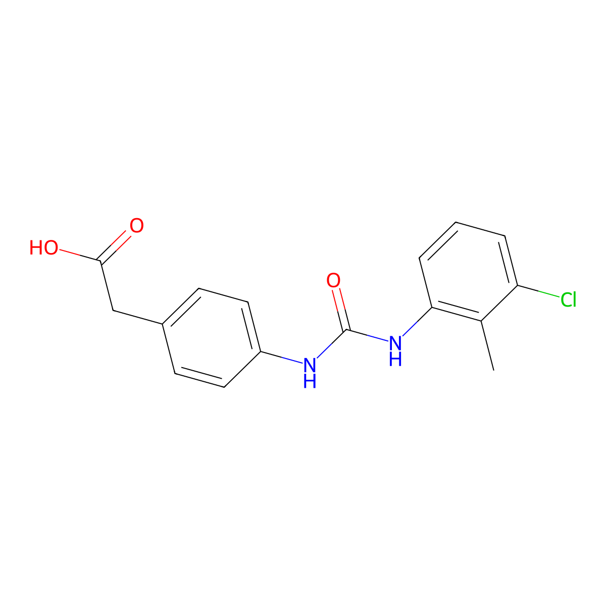 (4-{[(3-Chloro-2-methylphenyl)carbamoyl]amino}phenyl)acetic acid molecular structure, CAS 774545-39-0