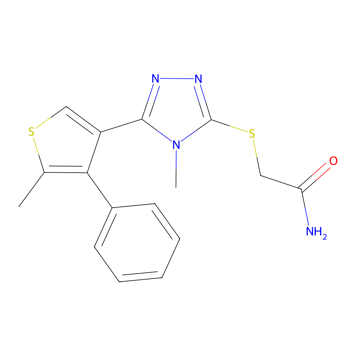 2-{[4-methyl-5-(5-methyl-4-phenylthiophen-3-yl)-4H-1,2,4-triazol-3-yl]sulfanyl}acetamide molecular structure, CAS 774545-99-2