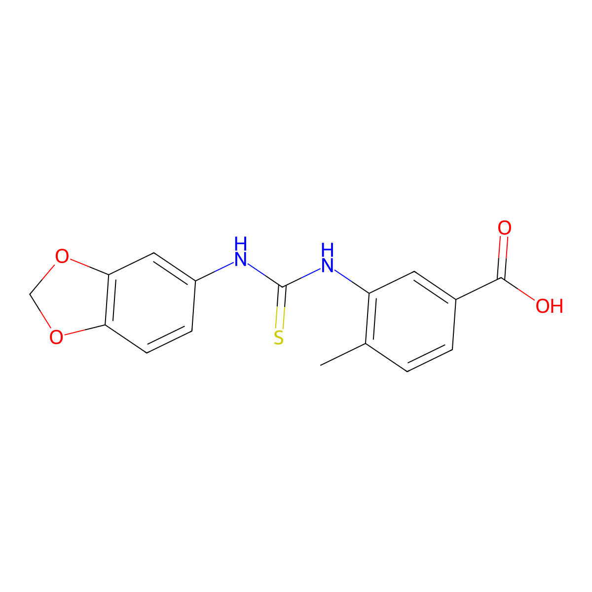 3-[(1,3-Benzodioxol-5-ylcarbamothioyl)amino]-4-methylbenzoic acid molecular structure, CAS 774546-19-9