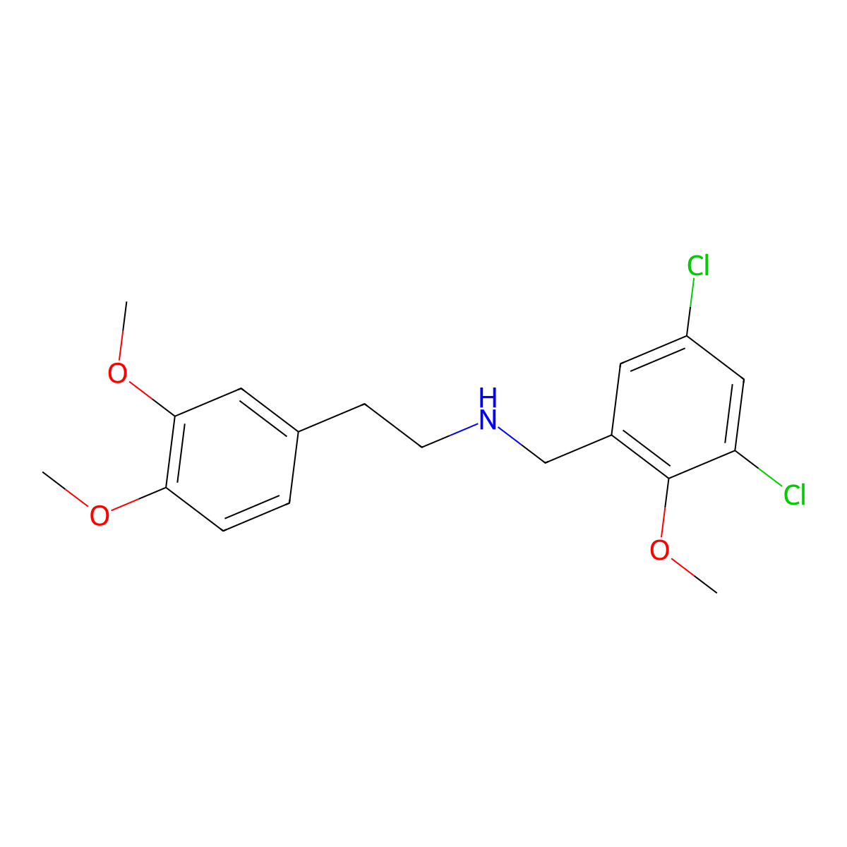 N-[(3,5-dichloro-2-methoxyphenyl)methyl]-2-(3,4-dimethoxyphenyl)ethanamine molecular structure, CAS 774546-26-8