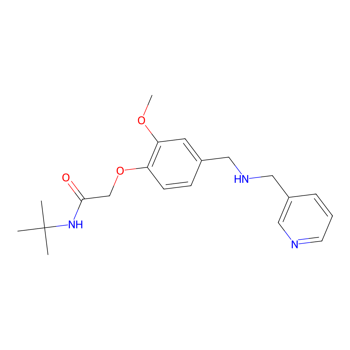 N-tert-butyl-2-[2-methoxy-4-[(pyridin-3-ylmethylamino)methyl]phenoxy]acetamide molecular structure, CAS 774546-37-1