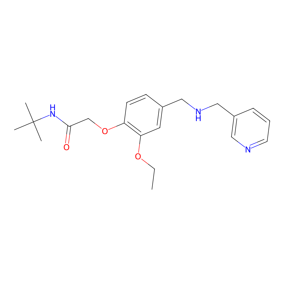 N-tert-butyl-2-(2-ethoxy-4-{[(pyridin-3-ylmethyl)amino]methyl}phenoxy)acetamide molecular structure, CAS 774546-39-3