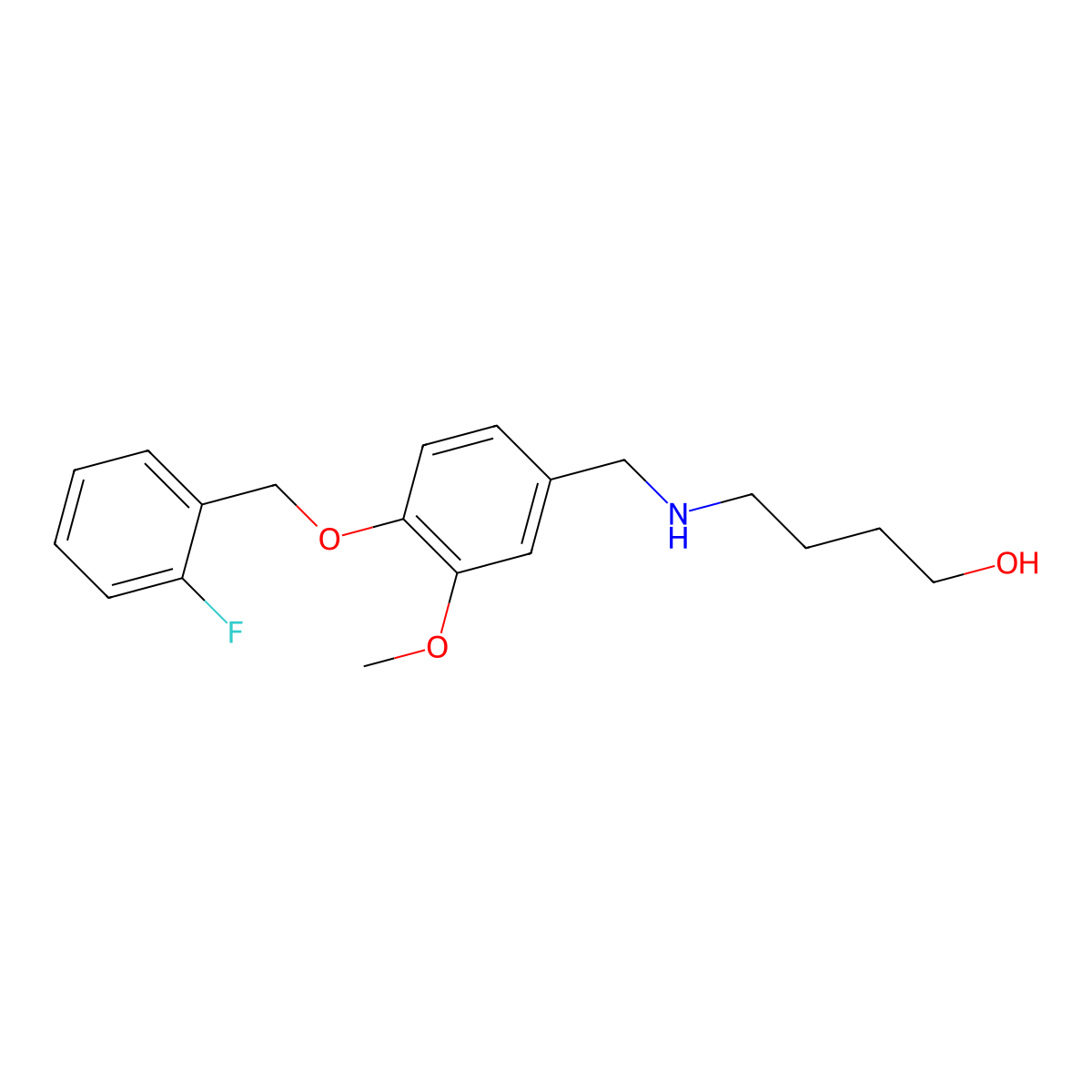 4-({4-[(2-Fluorobenzyl)oxy]-3-methoxybenzyl}amino)-1-butanol molecular structure, CAS 774546-45-1