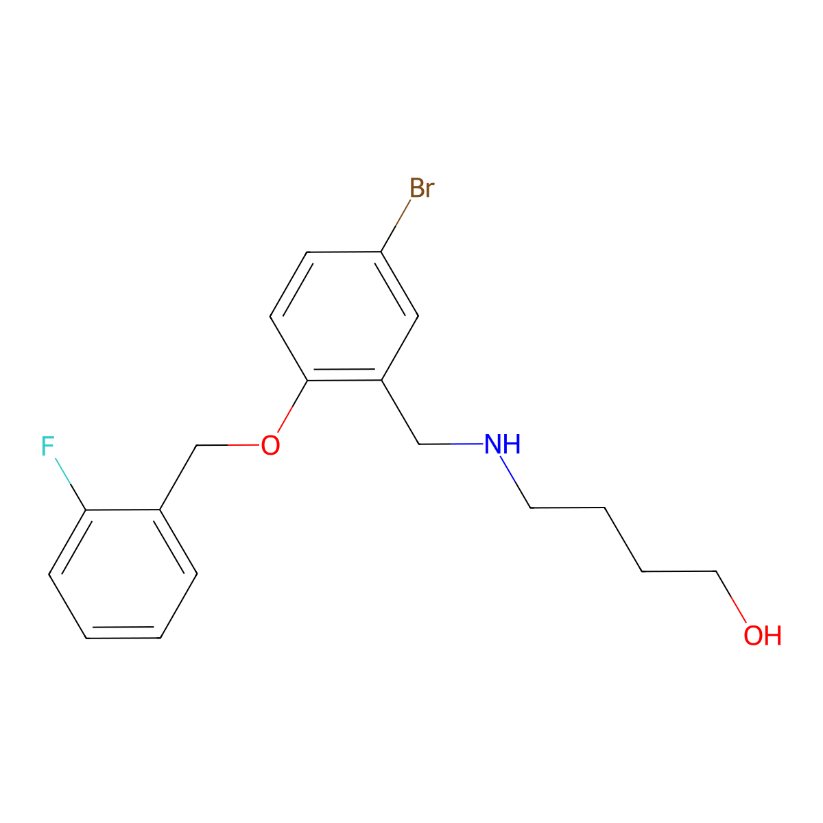 4-((5-Bromo-2-((2-fluorobenzyl)oxy)benzyl)amino)butan-1-ol molecular structure, CAS 774546-51-9