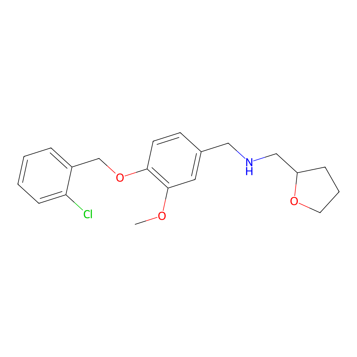 N-{4-[(2-chlorobenzyl)oxy]-3-methoxybenzyl}-N-(tetrahydro-2-furanylmethyl)amine molecular structure, CAS 774546-55-3