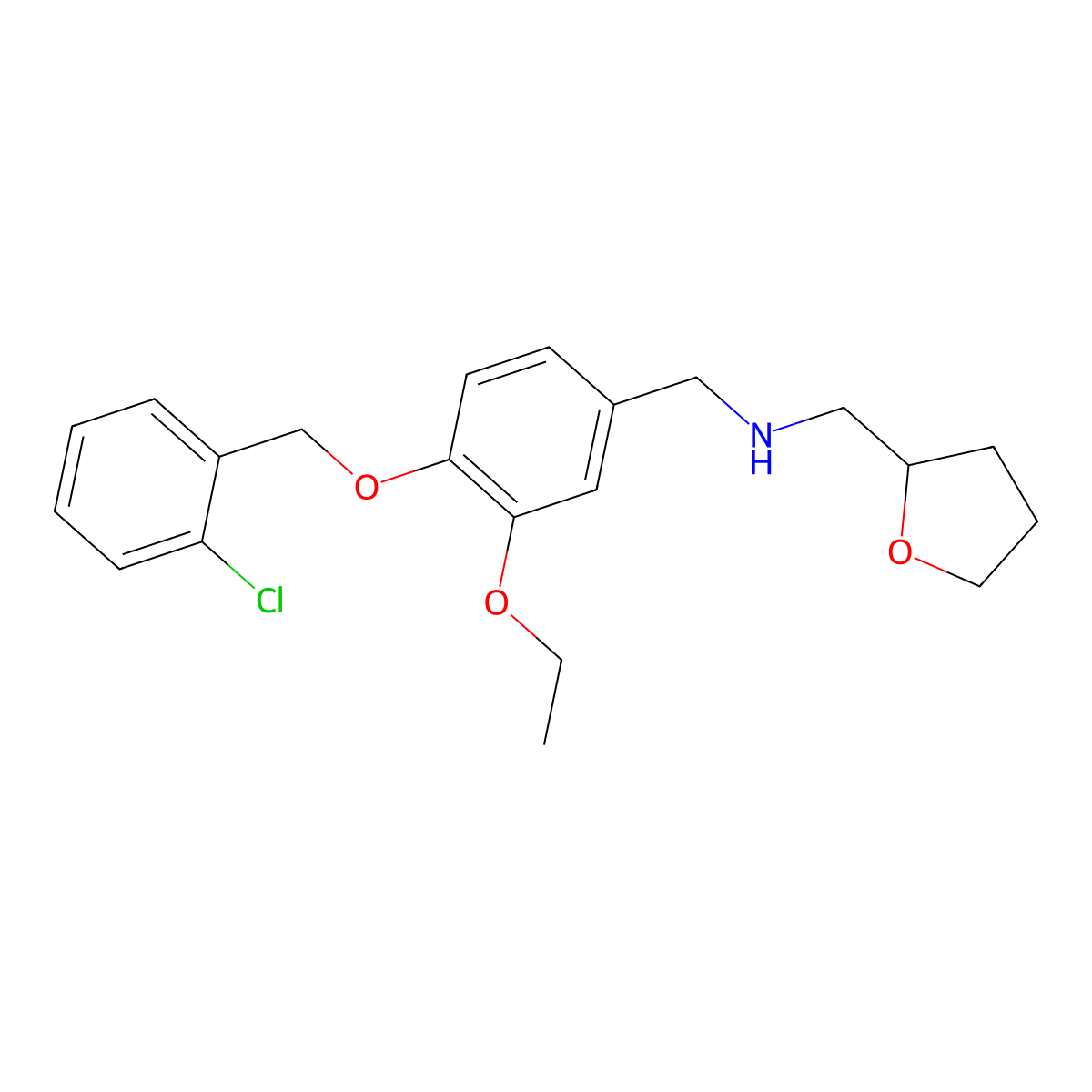 N-{4-[(2-chlorobenzyl)oxy]-3-ethoxybenzyl}-N-(tetrahydro-2-furanylmethyl)amine molecular structure, CAS 774546-59-7