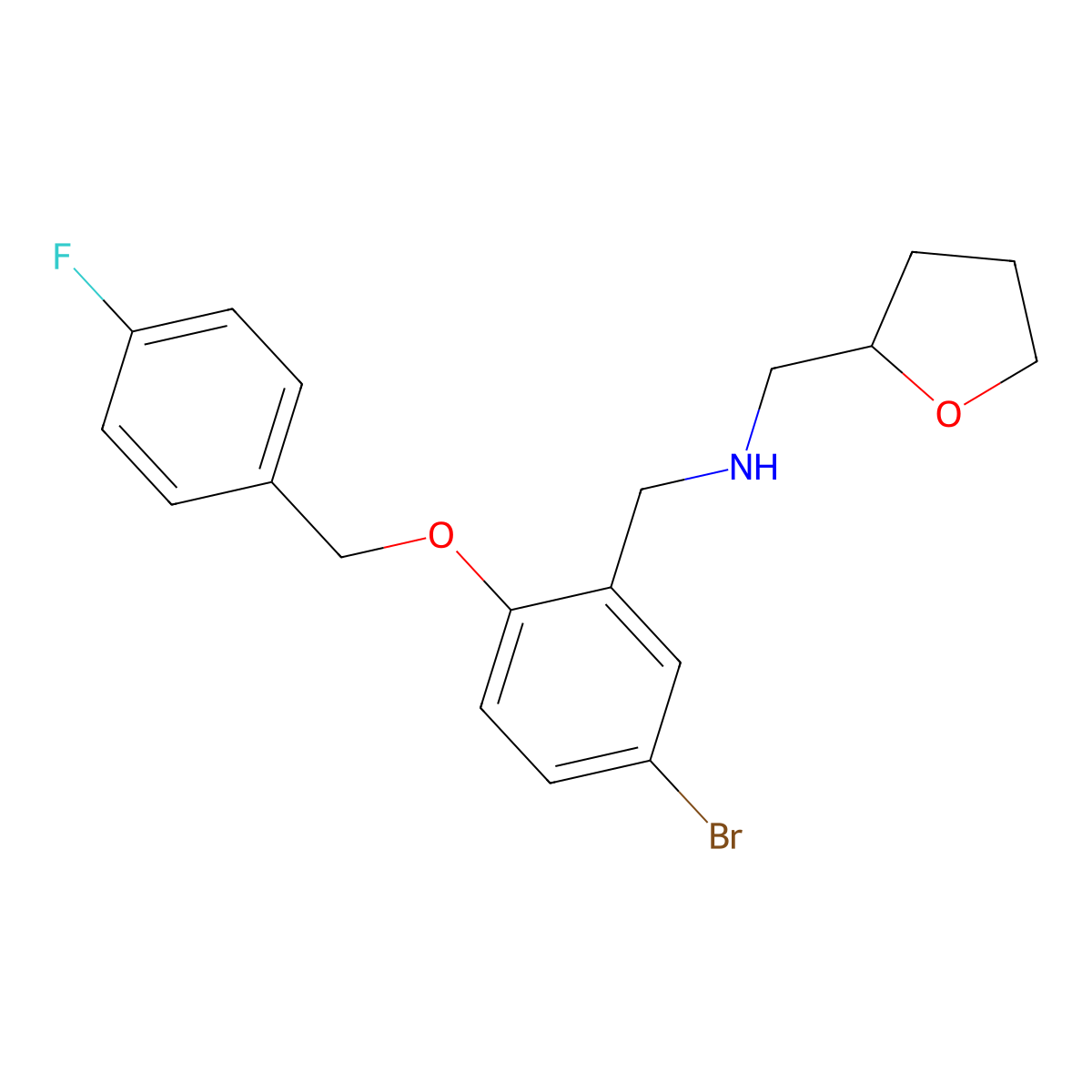 N-{5-bromo-2-[(4-fluorobenzyl)oxy]benzyl}-N-(tetrahydro-2-furanylmethyl)amine molecular structure, CAS 774546-64-4