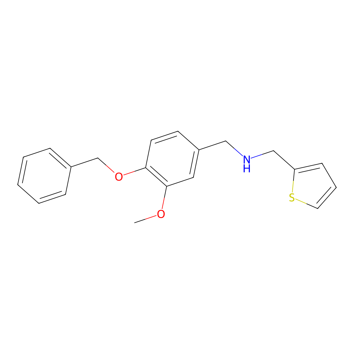N-[4-(benzyloxy)-3-methoxybenzyl]-N-(2-thienylmethyl)amine molecular structure, CAS 774546-83-7