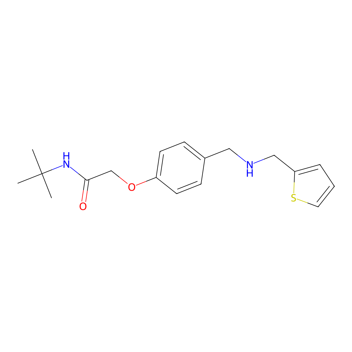 N-tert-butyl-2-[4-[(thiophen-2-ylmethylamino)methyl]phenoxy]acetamide molecular structure, CAS 774546-95-1