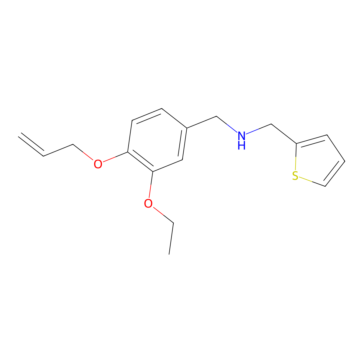 N-[4-(allyloxy)-3-ethoxybenzyl]-N-(2-thienylmethyl)amine molecular structure, CAS 774547-01-2