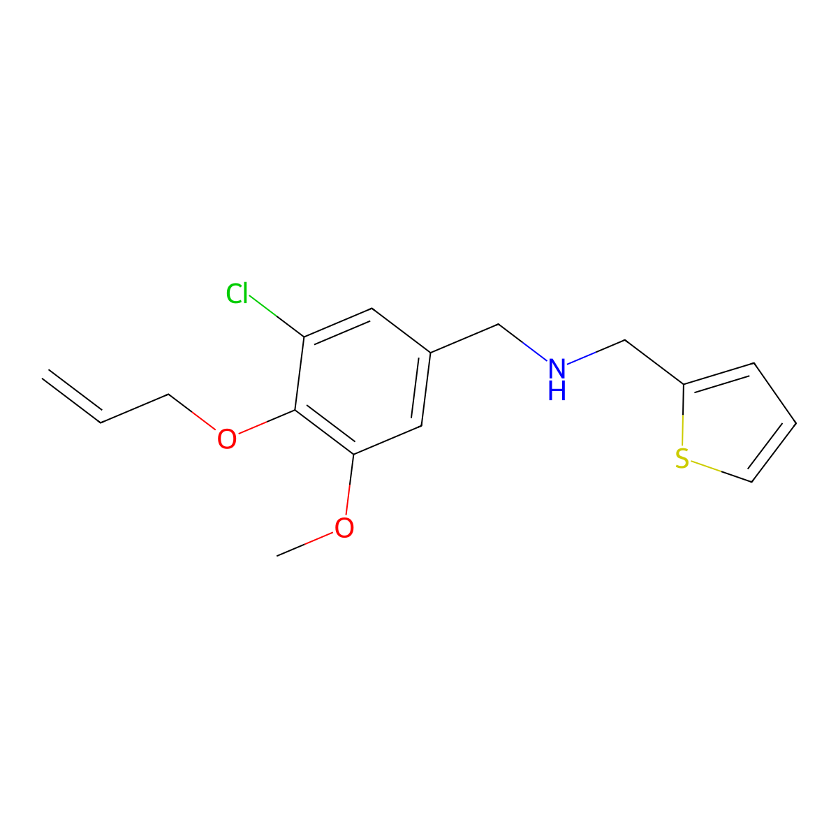 (4-Allyloxy-3-chloro-5-methoxy-benzyl)-thiophen-2-ylmethyl-amine molecular structure, CAS 774547-03-4