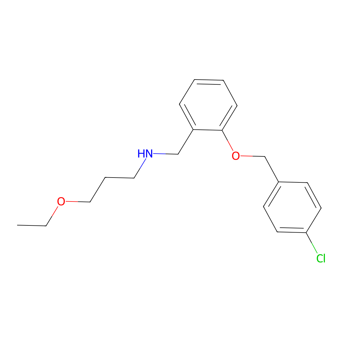N-{2-[(4-chlorobenzyl)oxy]benzyl}-N-(3-ethoxypropyl)amine molecular structure, CAS 774547-14-7