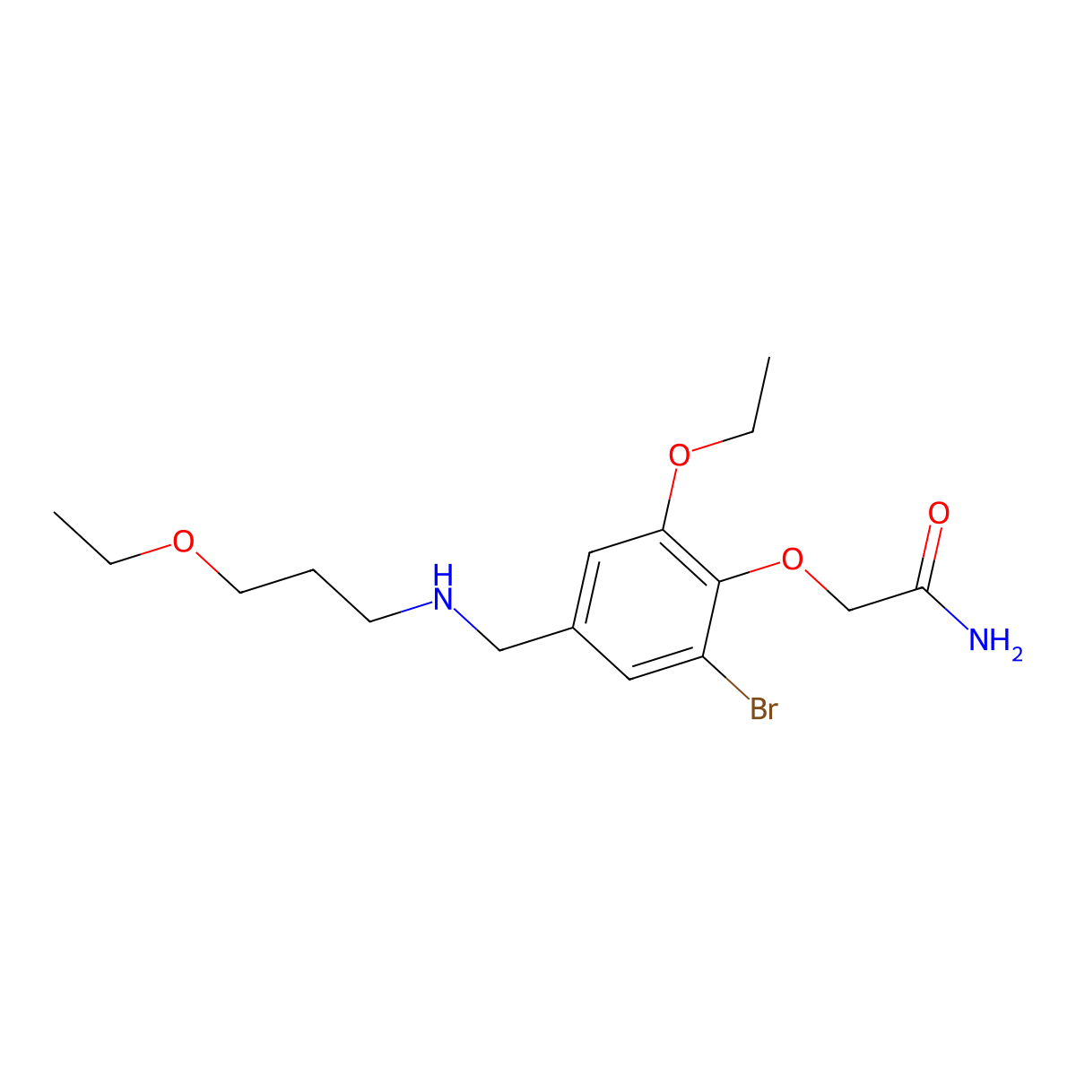 2-(2-Bromo-6-ethoxy-4-{[(3-ethoxypropyl)amino]methyl}phenoxy)acetamide molecular structure, CAS 774547-22-7