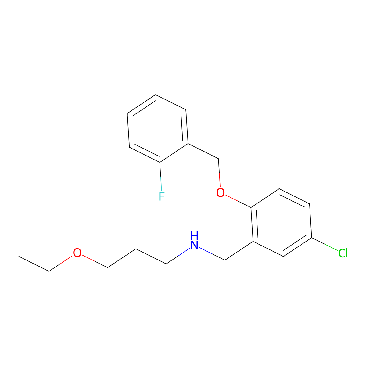 N-{5-chloro-2-[(2-fluorobenzyl)oxy]benzyl}-N-(3-ethoxypropyl)amine molecular structure, CAS 774547-25-0