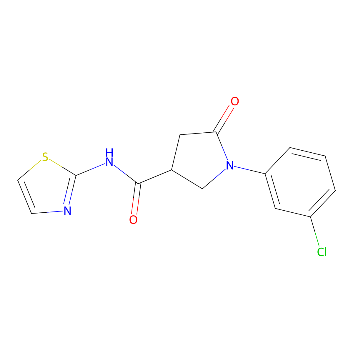 1-(3-chlorophenyl)-5-oxo-N-(1,3-thiazol-2-yl)-3-pyrrolidinecarboxamide molecular structure, CAS 774547-61-4