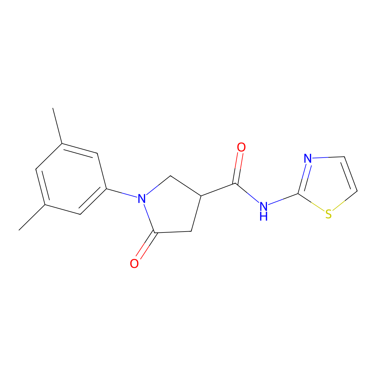 1-(3,5-dimethylphenyl)-5-oxo-N-(1,3-thiazol-2-yl)pyrrolidine-3-carboxamide molecular structure, CAS 774547-65-8