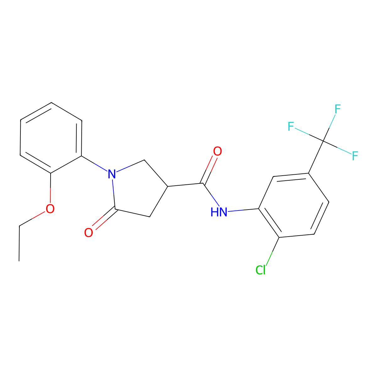 N-[2-chloro-5-(trifluoromethyl)phenyl]-1-(2-ethoxyphenyl)-5-oxopyrrolidine-3-carboxamide molecular structure, CAS 774547-67-0