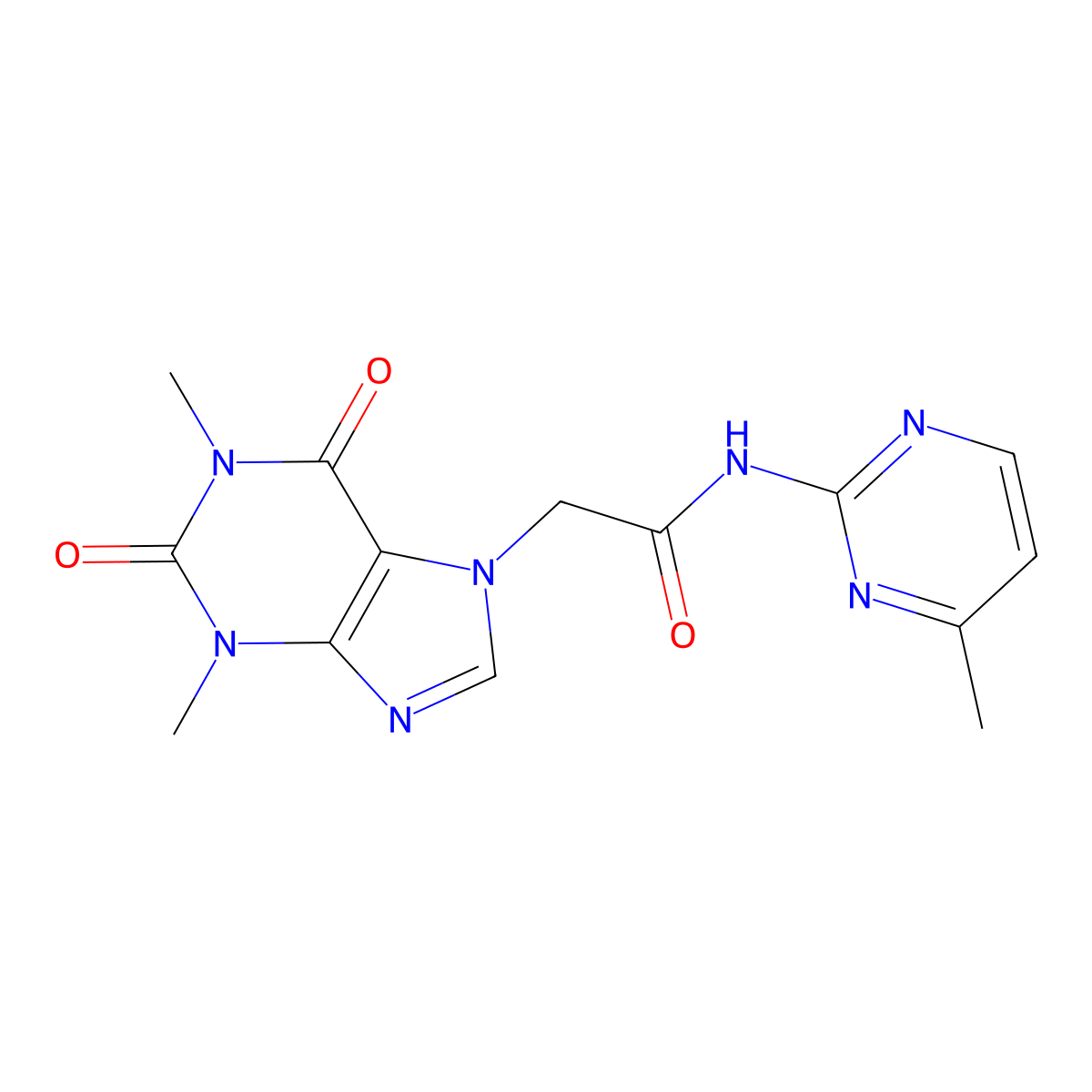 2-(1,3-dimethyl-2,6-dioxopurin-7-yl)-N-(4-methylpyrimidin-2-yl)acetamide molecular structure, CAS 774548-13-9