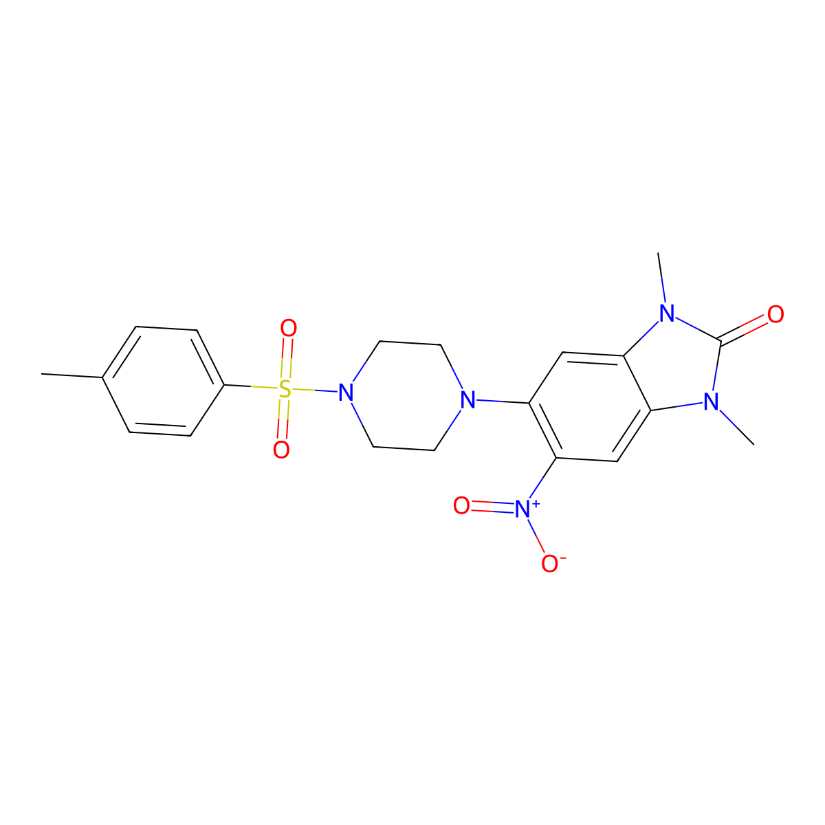1,3-Dimethyl-5-[4-(4-methylphenyl)sulfonylpiperazin-1-yl]-6-nitrobenzimidazol-2-one molecular structure, CAS 774549-15-4