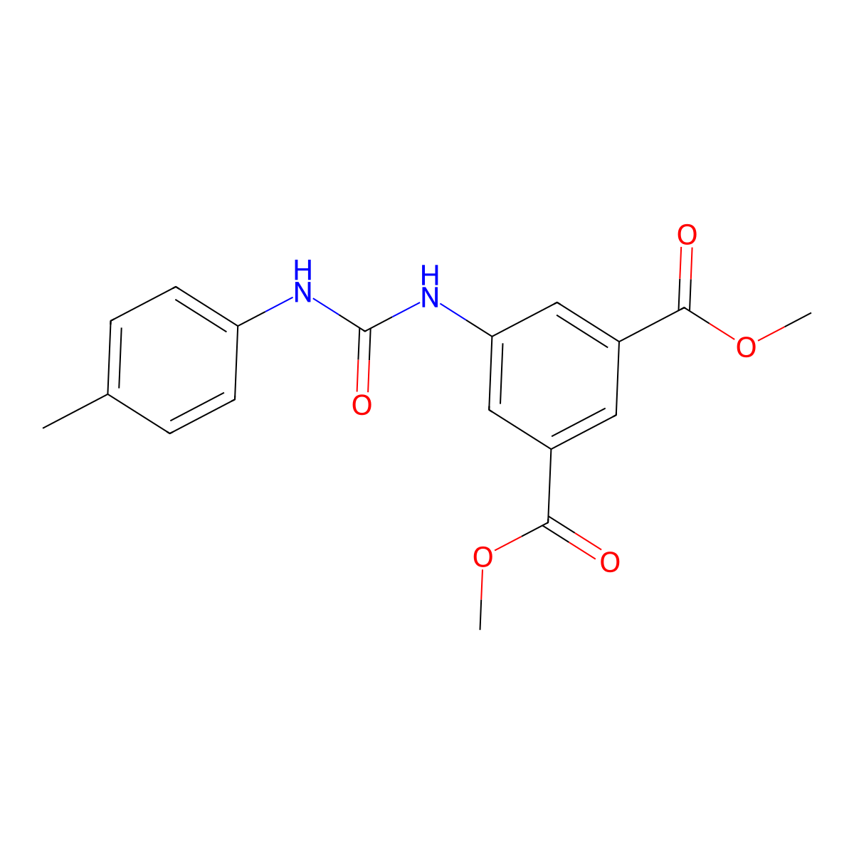 Dimethyl 5-{[(4-methylphenyl)carbamoyl]amino}benzene-1,3-dicarboxylate molecular structure, CAS 774549-43-8