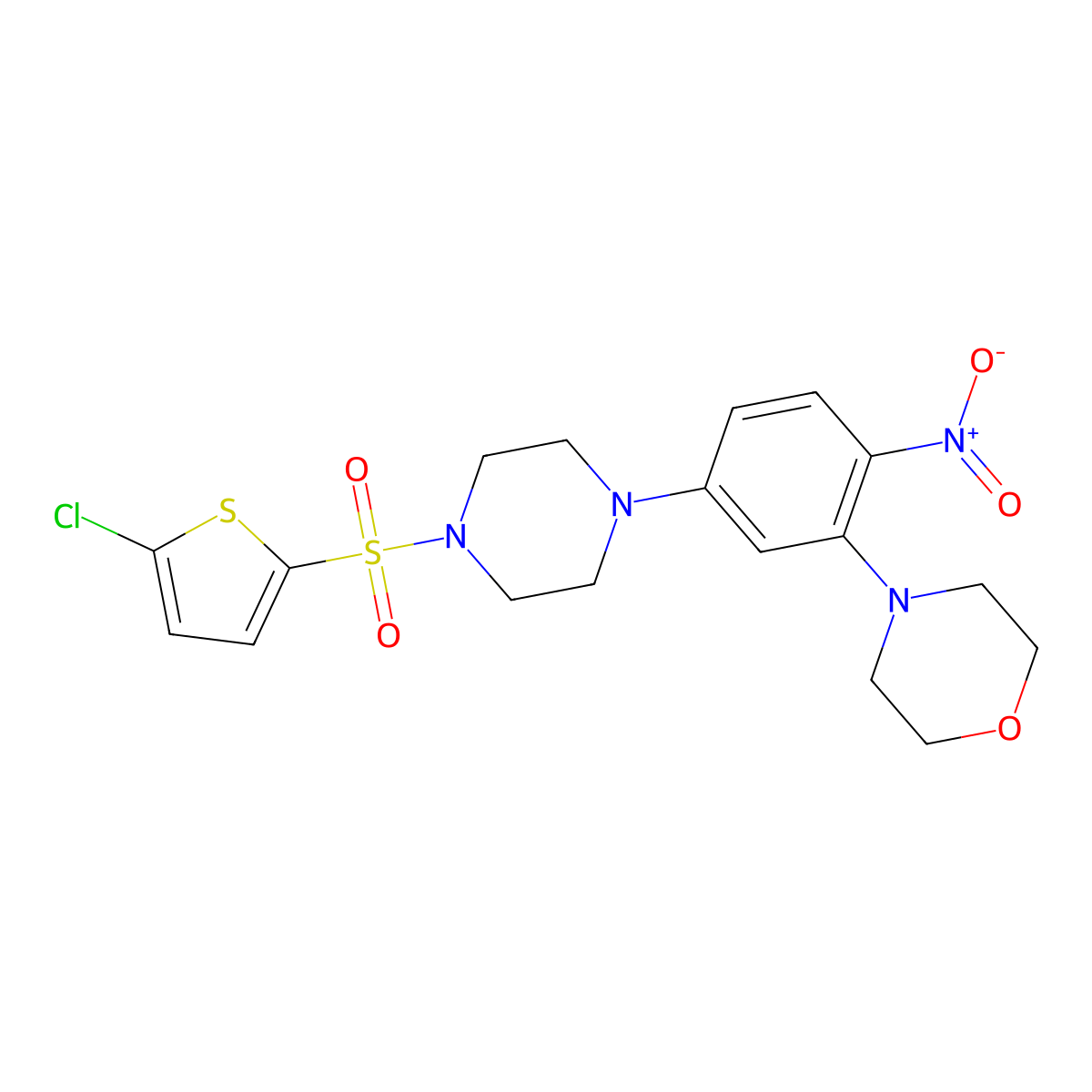 4-[5-[4-(5-Chlorothiophen-2-yl)sulfonylpiperazin-1-yl]-2-nitrophenyl]morpholine molecular structure, CAS 774549-69-8