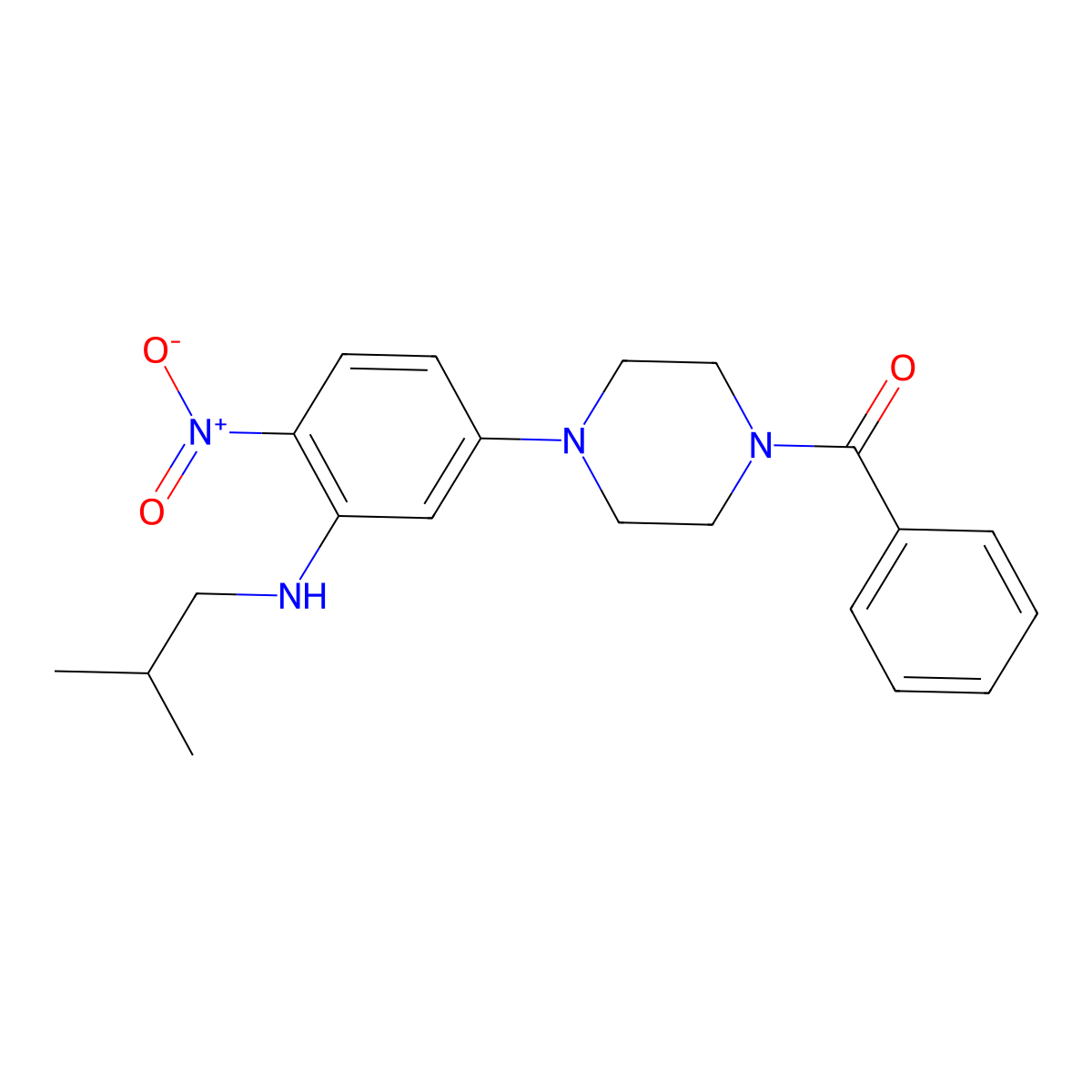 [4-[3-(2-Methylpropylamino)-4-nitrophenyl]piperazin-1-yl]-phenylmethanone molecular structure, CAS 774549-80-3