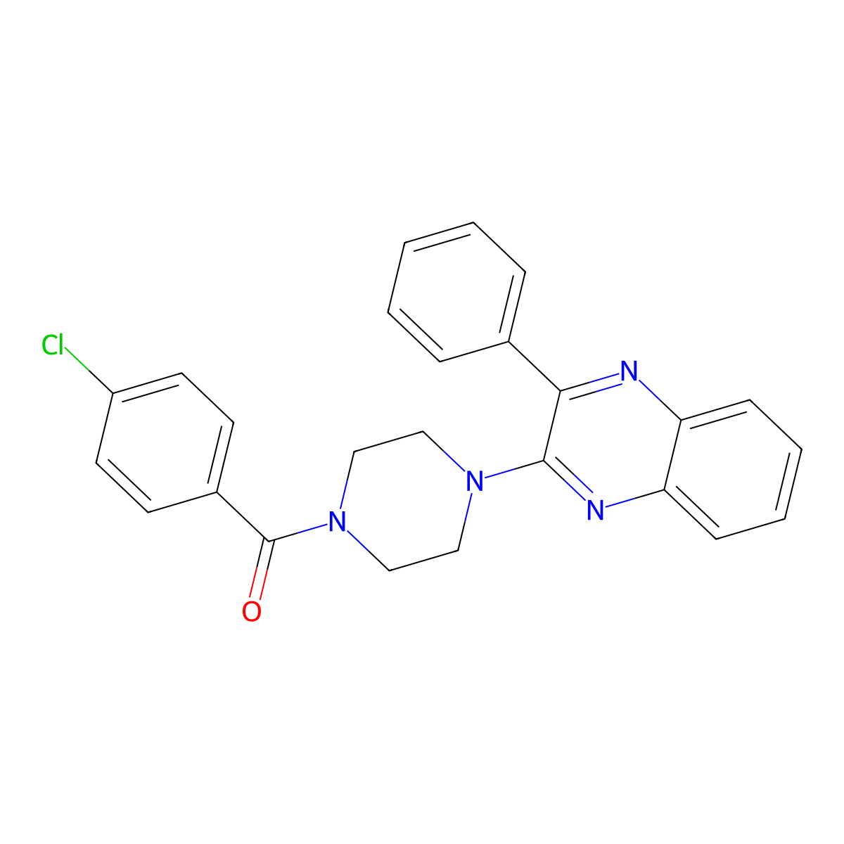 (4-Chlorophenyl)-[4-(3-phenylquinoxalin-2-yl)piperazin-1-yl]methanone molecular structure, CAS 774549-85-8