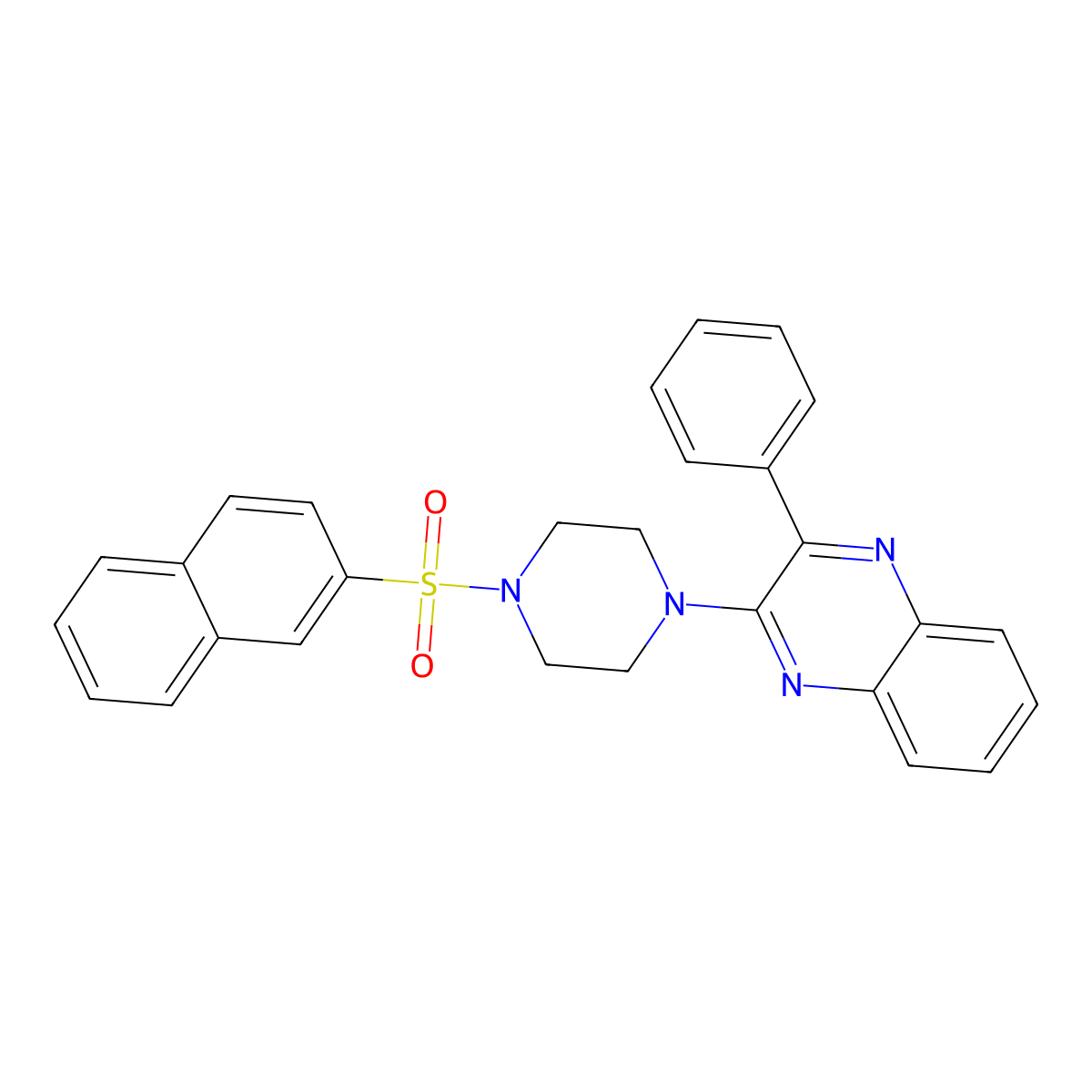 2-[4-(Naphthalen-2-ylsulfonyl)piperazin-1-yl]-3-phenylquinoxaline molecular structure, CAS 774549-98-3