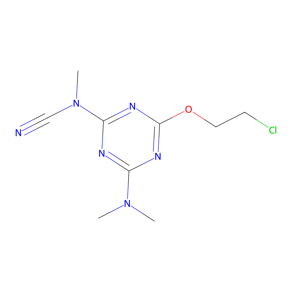 4-(2-Chloroethoxy)-6-(dimethylamino)-1,3,5-triazin-2-yl(methyl)cyanamide molecular structure, CAS 77455-08-4
