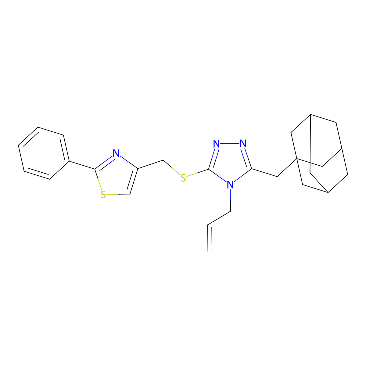 4-[[5-(1-Adamantylmethyl)-4-prop-2-enyl-1,2,4-triazol-3-yl]sulfanylmethyl]-2-phenyl-1,3-thiazole molecular structure, CAS 774550-00-4