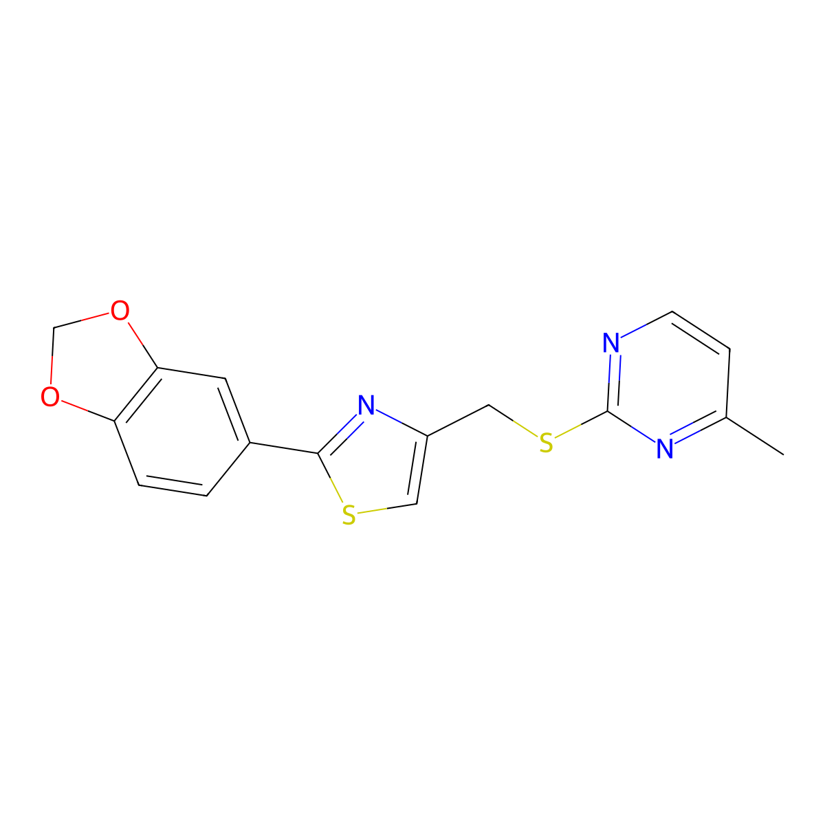 2-(1,3-Benzodioxol-5-yl)-4-[(4-methylpyrimidin-2-yl)sulfanylmethyl]-1,3-thiazole molecular structure, CAS 774550-12-8