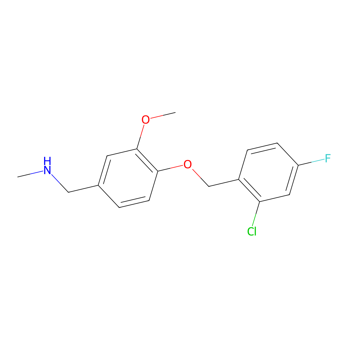 N-{4-[(2-chloro-4-fluorobenzyl)oxy]-3-methoxybenzyl}-N-methylamine molecular structure, CAS 774550-77-5