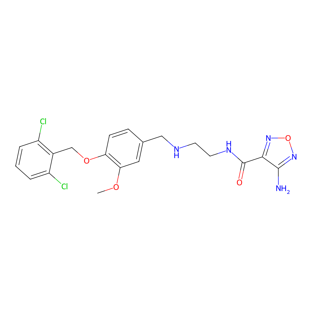 4-amino-N-[2-({4-[(2,6-dichlorobenzyl)oxy]-3-methoxybenzyl}amino)ethyl]-1,2,5-oxadiazole-3-carboxamide molecular structure, CAS 774550-81-1