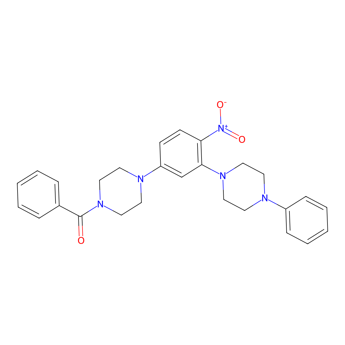 [4-[4-Nitro-3-(4-phenylpiperazin-1-yl)phenyl]piperazin-1-yl]-phenylmethanone molecular structure, CAS 774550-92-4