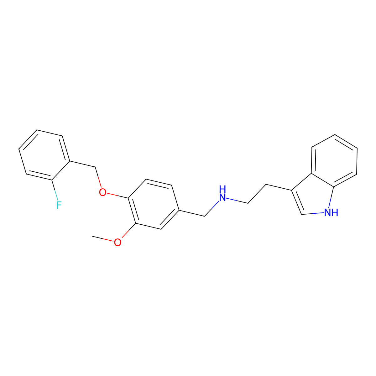 N-{4-[(2-fluorobenzyl)oxy]-3-methoxybenzyl}-2-(1H-indol-3-yl)ethanamine molecular structure, CAS 774550-99-1