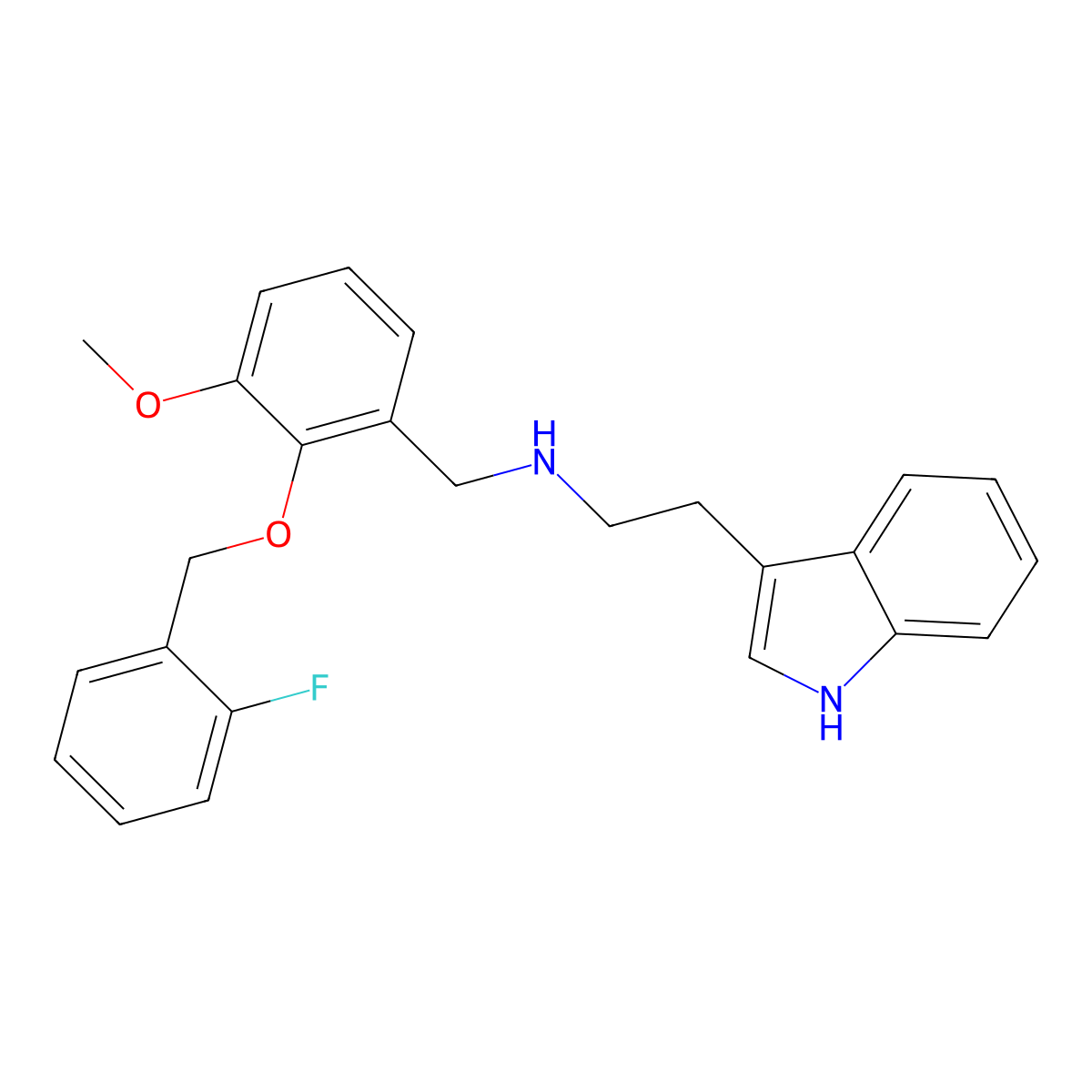 N-{2-[(2-fluorobenzyl)oxy]-3-methoxybenzyl}-2-(1H-indol-3-yl)ethanamine molecular structure, CAS 774551-01-8