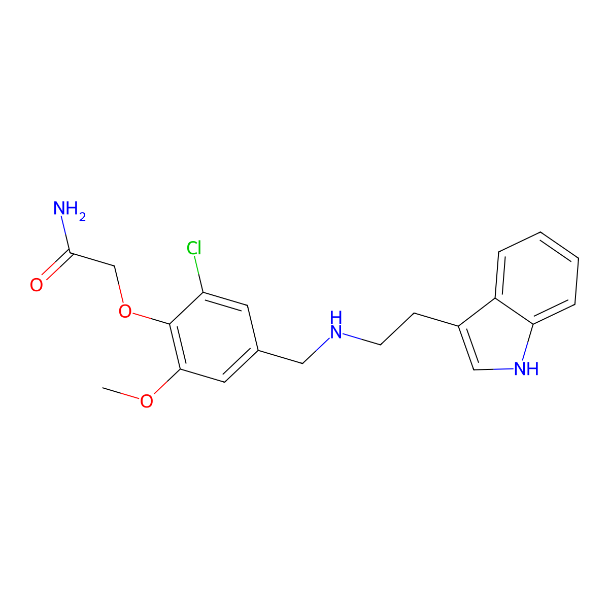 2-[2-chloro-4-({[2-(1H-indol-3-yl)ethyl]amino}methyl)-6-methoxyphenoxy]acetamide molecular structure, CAS 774551-07-4