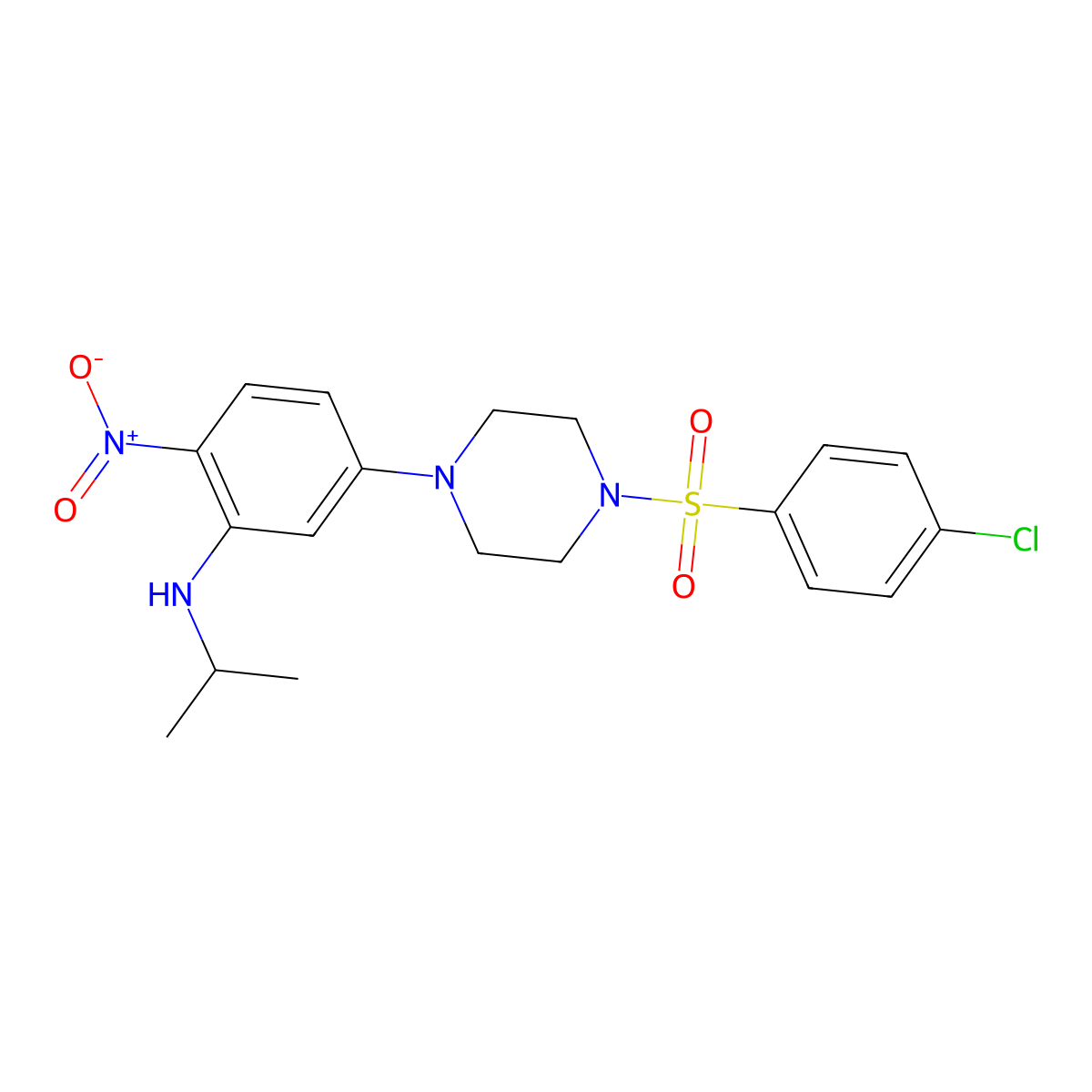 5-[4-(4-chlorophenyl)sulfonylpiperazin-1-yl]-2-nitro-N-propan-2-ylaniline molecular structure, CAS 774551-43-8
