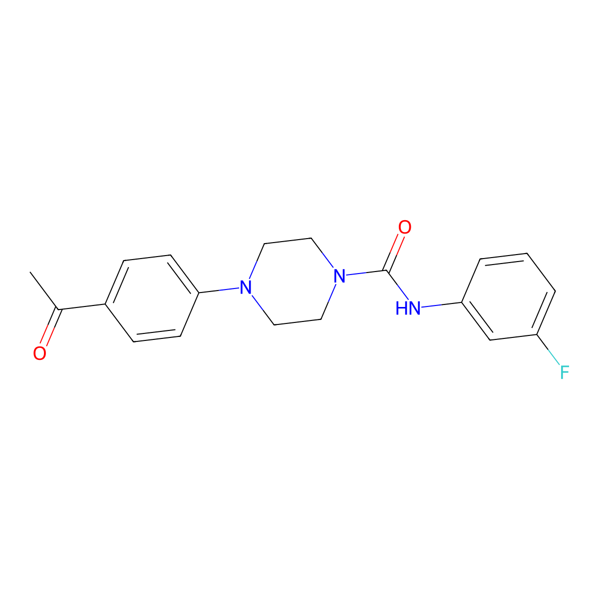 4-(4-acetylphenyl)-N-(3-fluorophenyl)piperazine-1-carboxamide molecular structure, CAS 774551-53-0