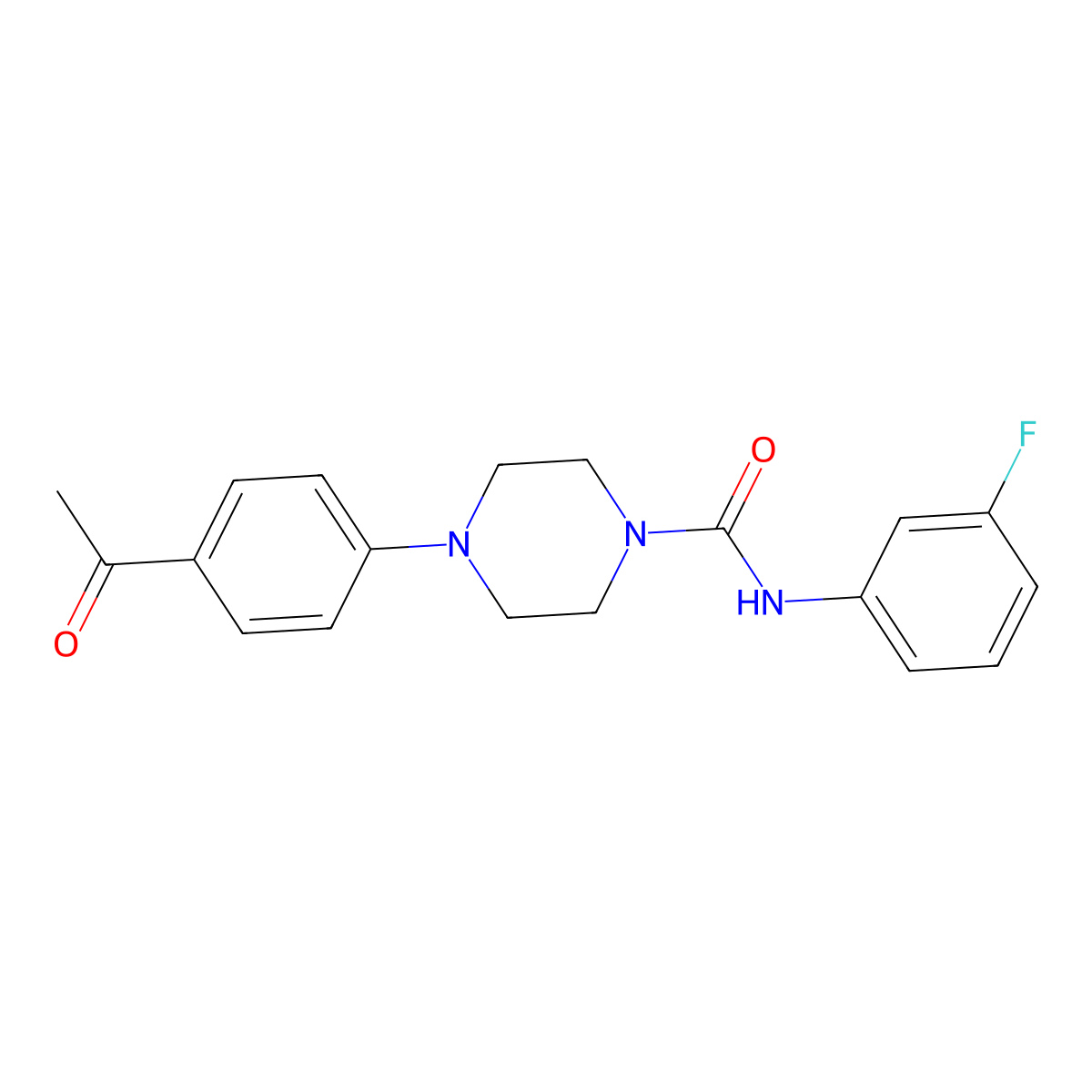 4-(4-acetylphenyl)-N-(3-fluorophenyl)piperazine-1-carboxamide molecular structure, CAS 774551-53-0