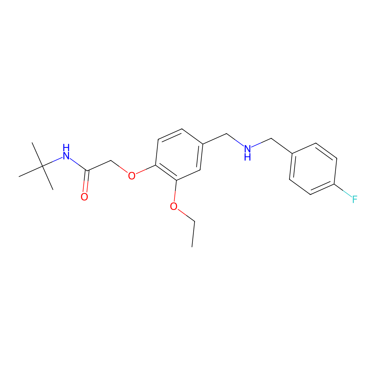 N-tert-butyl-2-(2-ethoxy-4-{[(4-fluorobenzyl)amino]methyl}phenoxy)acetamide molecular structure, CAS 774551-62-1