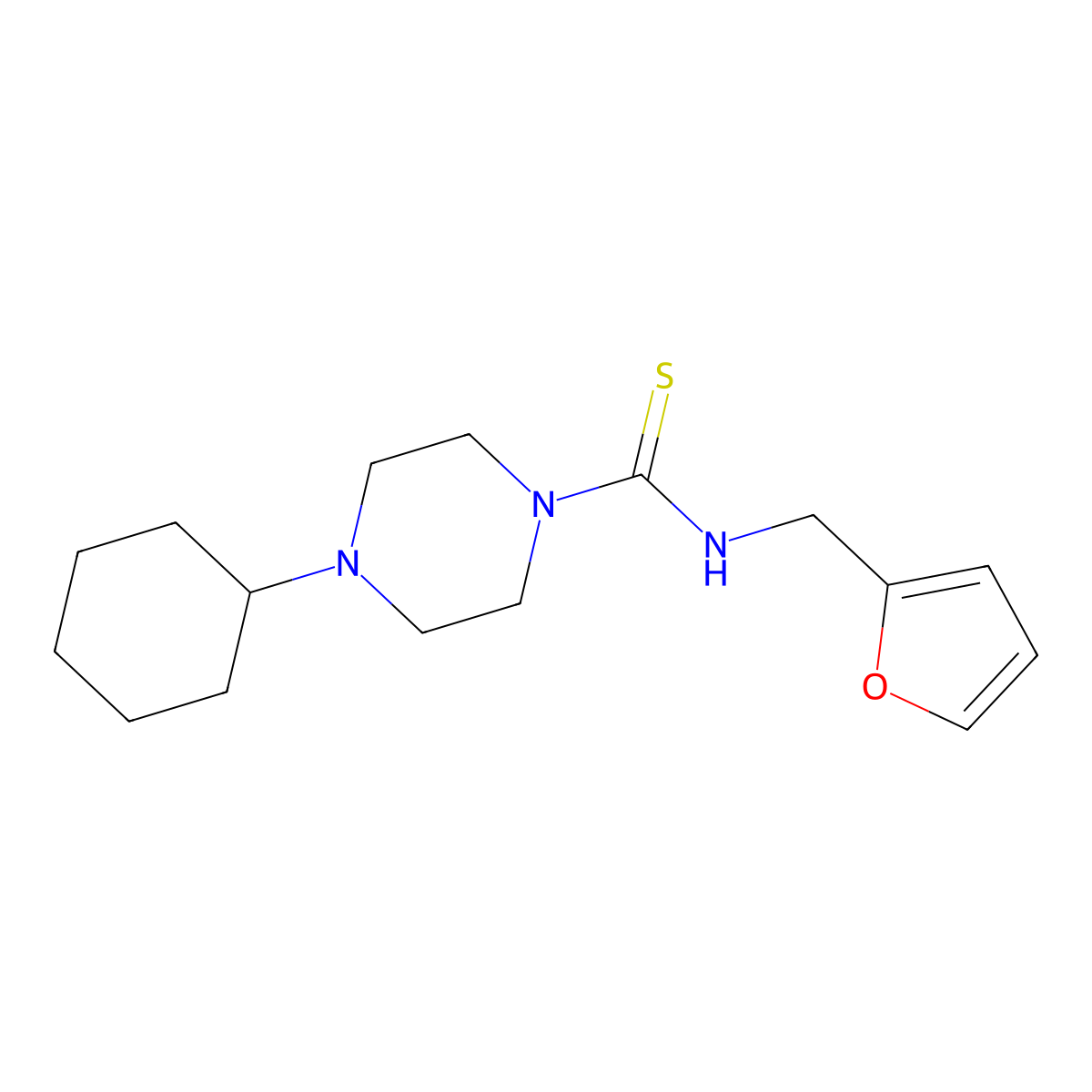 4-cyclohexyl-N-(furan-2-ylmethyl)piperazine-1-carbothioamide molecular structure, CAS 774551-69-8