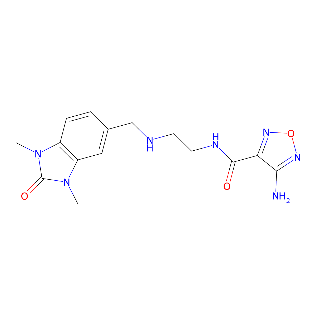 4-amino-N-(2-{[(1,3-dimethyl-2-oxo-2,3-dihydro-1H-benzimidazol-5-yl)methyl]amino}ethyl)-1,2,5-oxadiazole-3-carboxamide molecular structure, CAS 774551-76-7