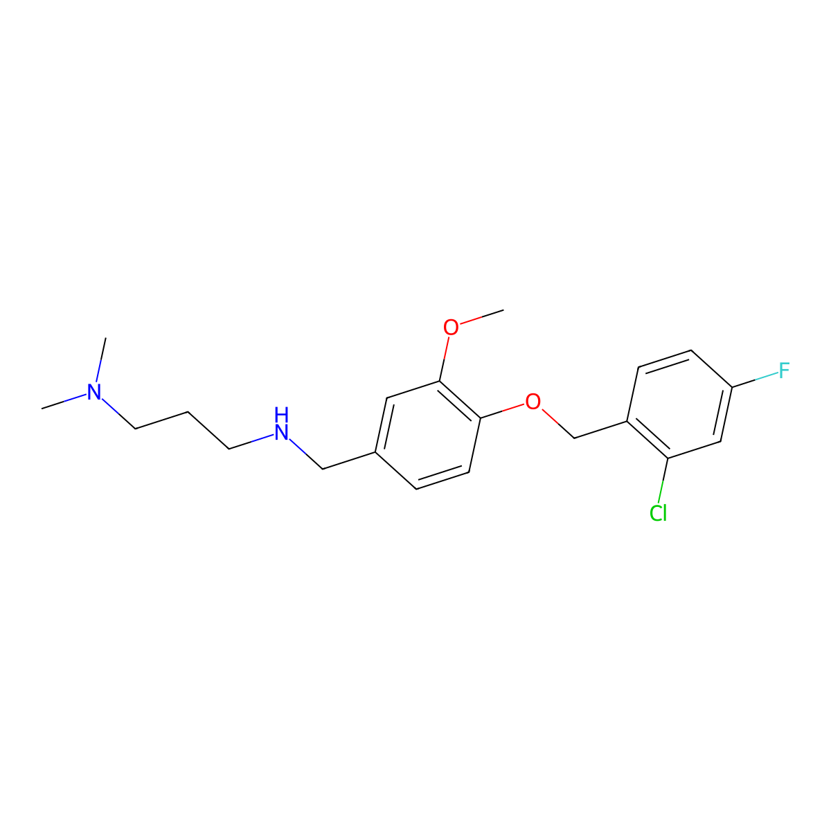 N'-{4-[(2-chloro-4-fluorobenzyl)oxy]-3-methoxybenzyl}-N,N-dimethylpropane-1,3-diamine molecular structure, CAS 774551-91-6