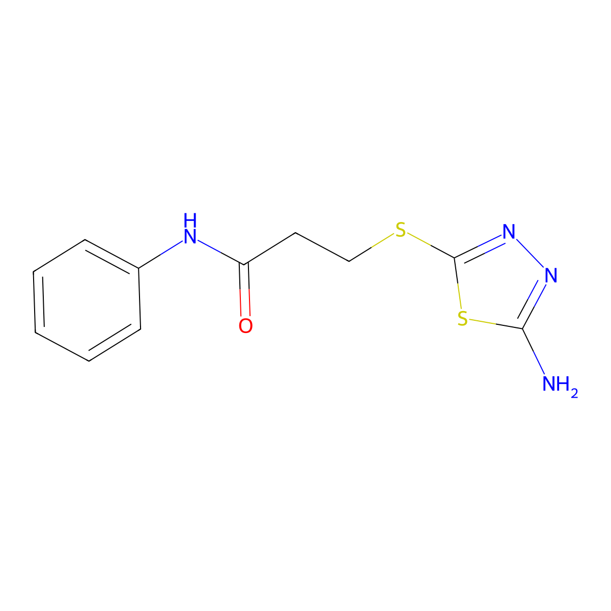 3-[(5-amino-1,3,4-thiadiazol-2-yl)thio]-N-phenylpropanamide molecular structure, CAS 774551-96-1