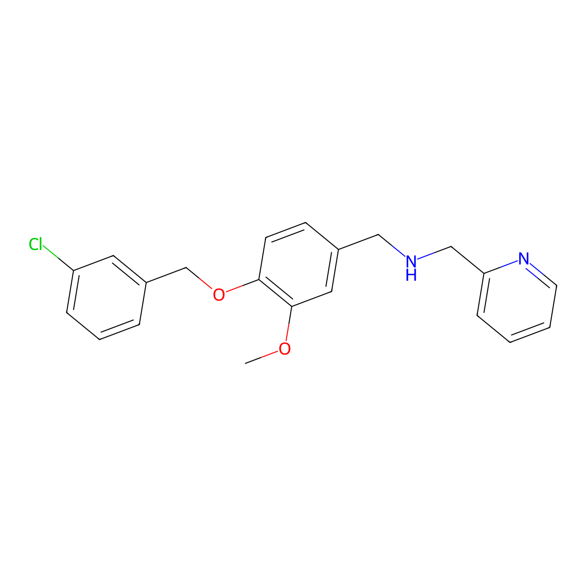 [4-(3-Chloro-benzyloxy)-3-methoxy-benzyl]-pyridin-2-ylmethyl-amine molecular structure, CAS 774552-03-3