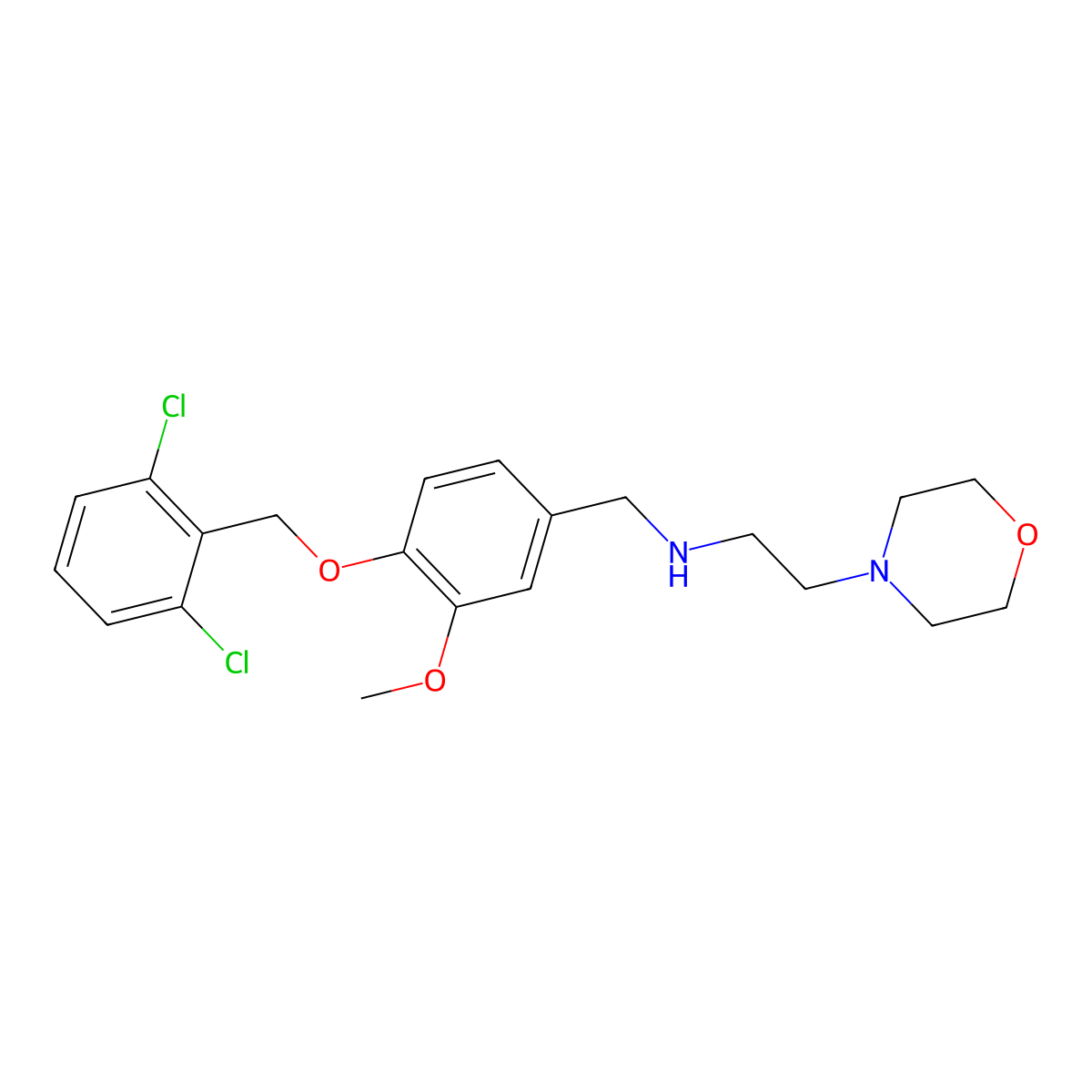 N-[[4-[(2,6-dichlorophenyl)methoxy]-3-methoxyphenyl]methyl]-2-morpholin-4-ylethanamine molecular structure, CAS 774552-07-7