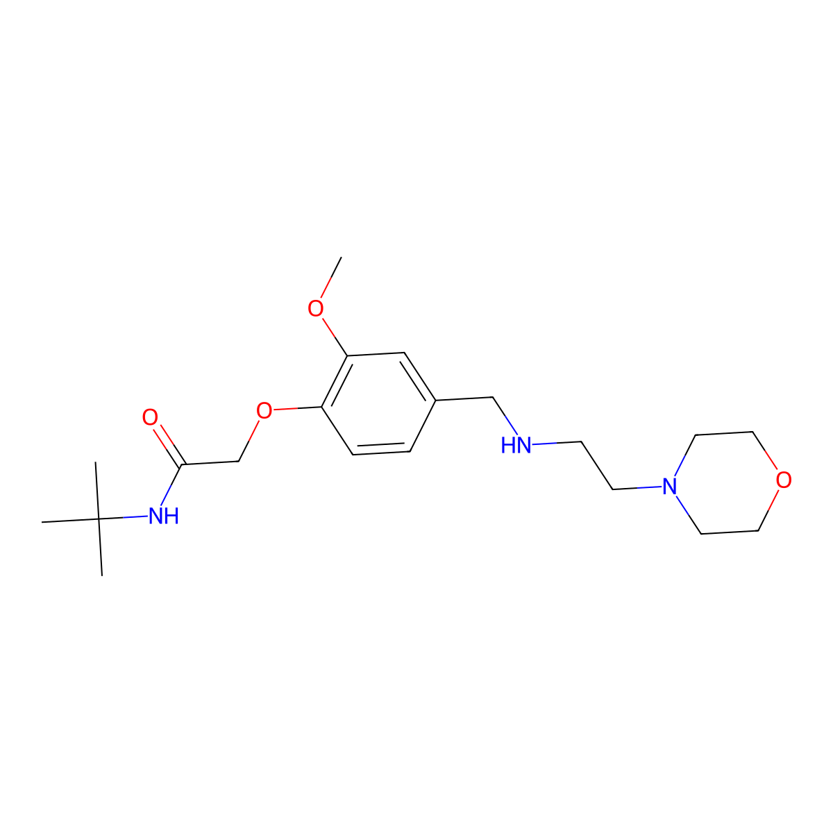 N-tert-butyl-2-[2-methoxy-4-[(2-morpholin-4-ylethylamino)methyl]phenoxy]acetamide molecular structure, CAS 774552-65-7